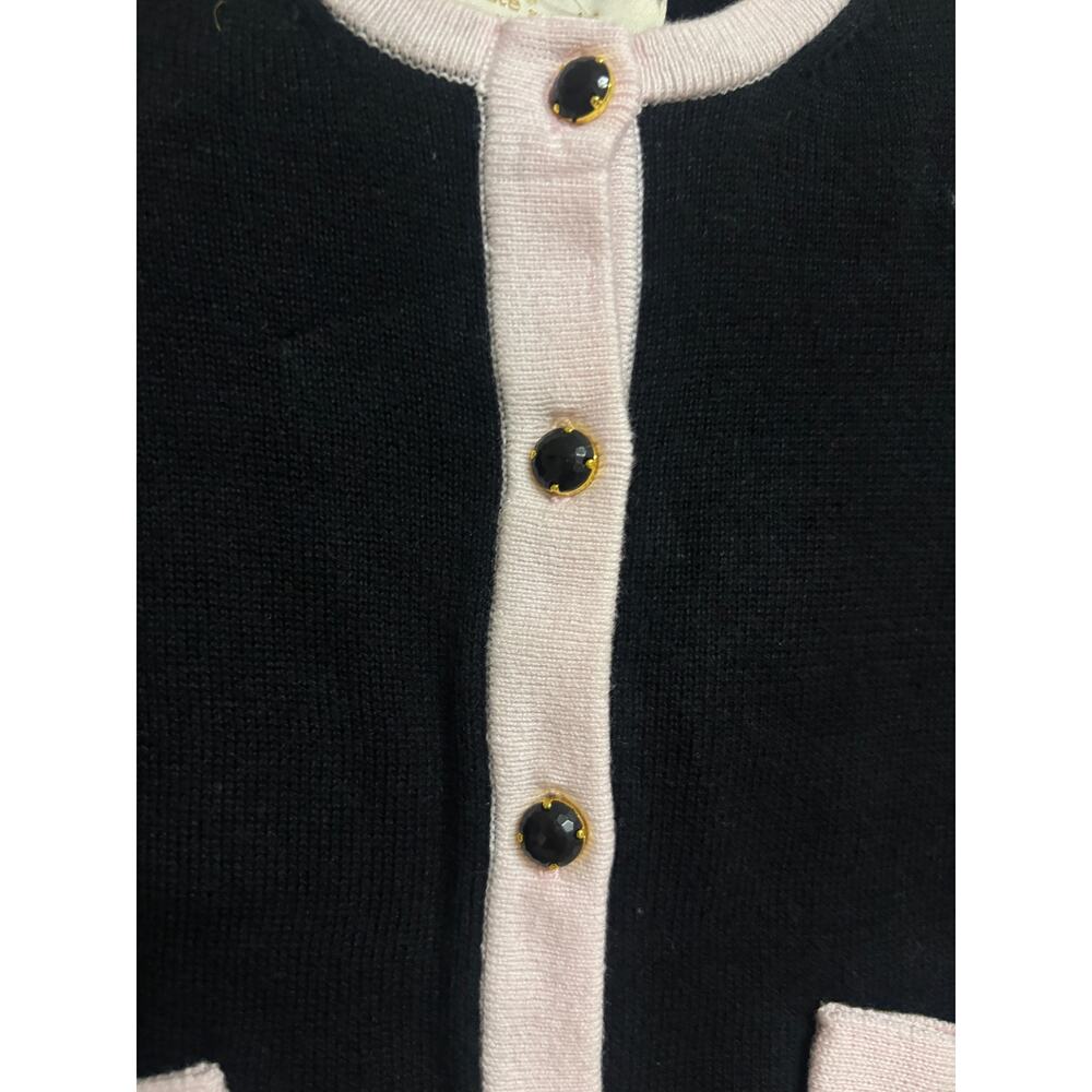 Kate Spade Baby Girl Cardigan 12M Black Pink Bow Button Pocket Cotton New - Picture 4 of 8